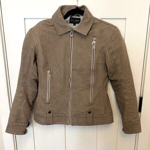 Rosso StyleLab Lady's motor cycle Jacket Zip Canvas Size Large Tan Pockets